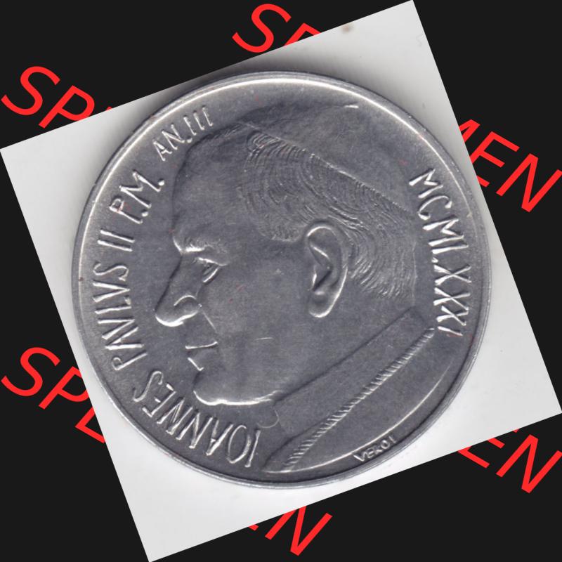 Münzen Vatikan / Vatikanstadt Umlaufmünze 1981-1981, 10 Lire Papst Johannes Paul II, Bild mit Vorderseite der Münze als Bildmaterial. Münze aus dem Vatikan der... Sammlung