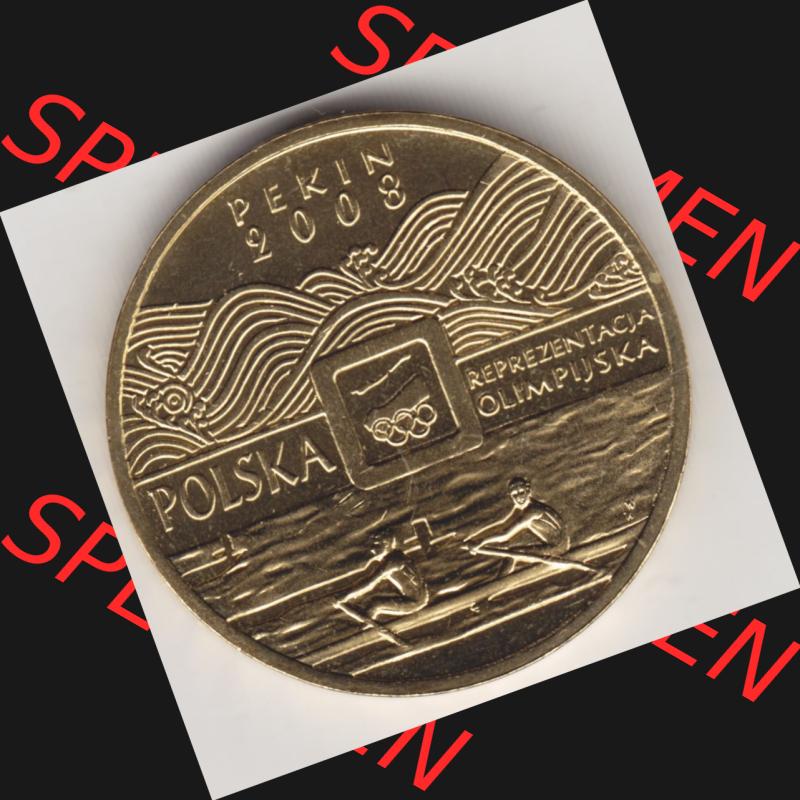 Münzen Polen Gedenkmünze 2008-2008, 2 Zloty, XXIX. Olympische Sommerspiele in Peking 2008, Bild mit Rückseite der Münze als Bildmaterial Sammlung