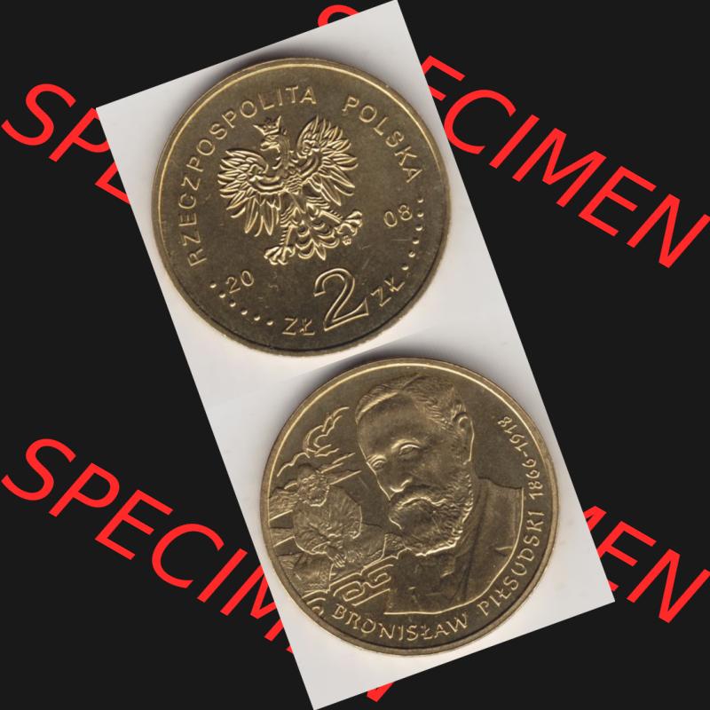 Münzen Polen Gedenkmünze 2008-2008, 2 Zloty, Polnische Reisende und Entdecker - Bronisław Piotr Piłsudski (1866-1918), Münzseiten Untereinander... Sammlung