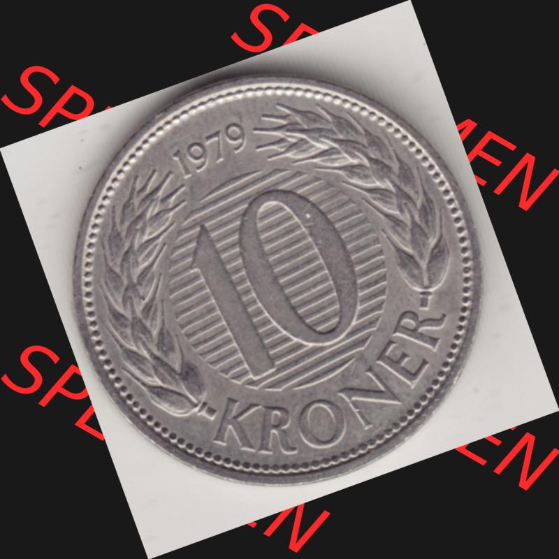 Münzen Dänemark Umlaufmünze 1979-1988, 10 Kronen 1979, Königin Margrethe II.. Rückseite der alten dänischen Umlaufmünze aus Dänemark zum... Sammlung