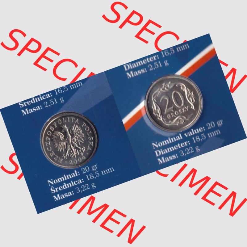 Münzen Polen KMS Umlaufmünze 2004, 20 Groszy, Bild mit Vollansicht als Bildmaterial Sammlung