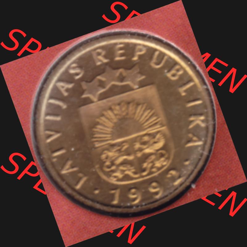 Münzen Lettland Umlaufmünze 1992-2009, 5 Centimes 1992, Bild mit Vorderseite der Münze als Bildmaterial Sammlung