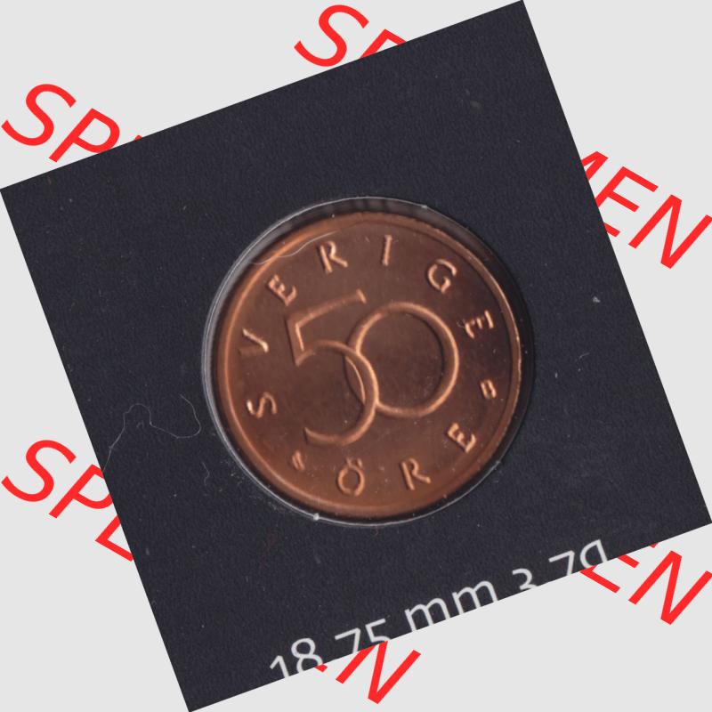 Münzen Schweden Umlaufmünze 1992-2009, 50 Öre 2001 KMS, Bild mit Rückseite der Münze als Bildmaterial Sammlung