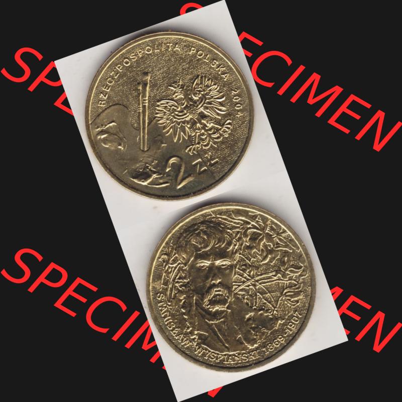 Münzen Polen Gedenkmünze 2004-2004, 2 Zloty, Polnische Maler - Stanislaw Wyspianski, Münzseiten Untereinander als Bildmaterial Sammlung