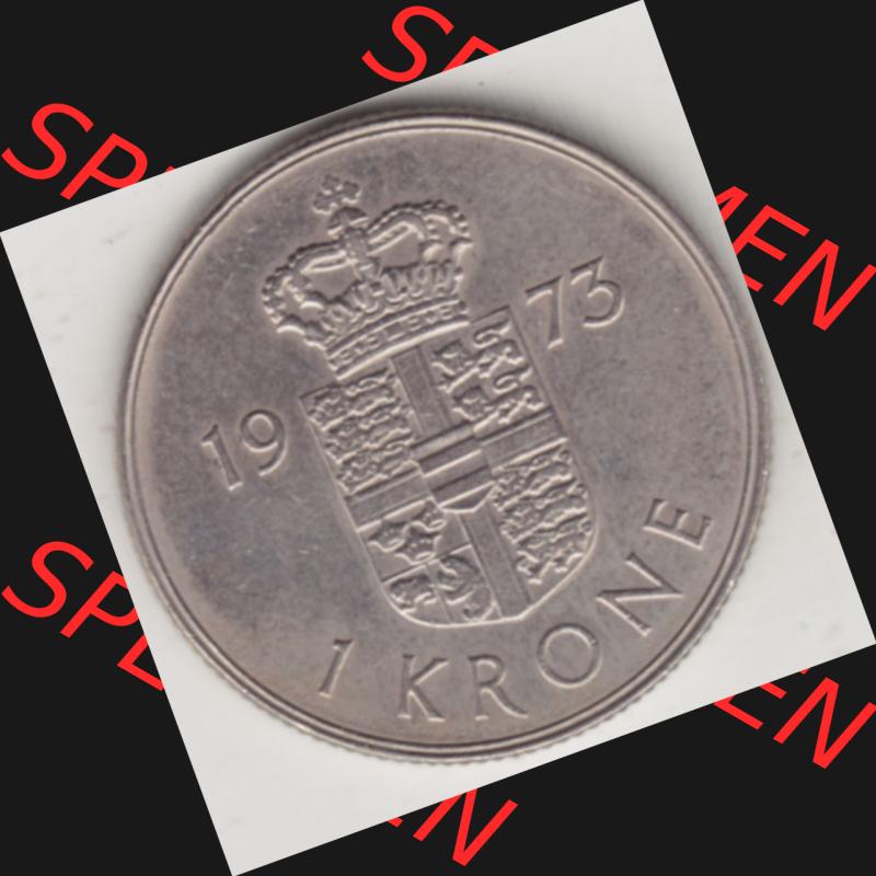 Münzen Dänemark Umlaufmünze 1973-1989, 1 Krone 1973, Königin Margrethe II.. Rückseite der alten dänischen Umlaufmünze aus Dänemark zum... Sammlung