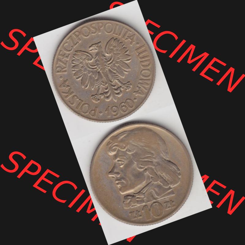 Münzen Polen Gedenkmünze 1959-1966, 10 Zloty Polnische Volksrepublik 1960, Münzseiten Untereinander als Bildmaterial Sammlung