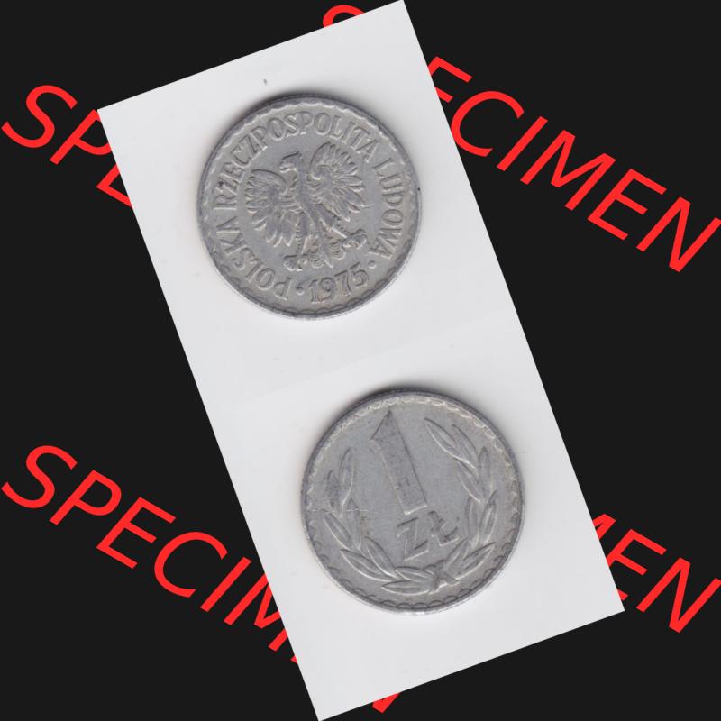 Münzen Polen Umlaufmünze 1957-1985, 1 Zloty 1975, Münzseiten Untereinander als Bildmaterial Sammlung