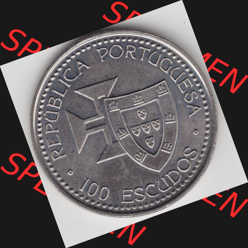 Münzen Portugal Gedenkmünze 1989-1989, 100 Escudos 1420 Madeira Porto Santo 1419. Vorderseite der Gedenkmünze aus Portugal zum katalogisieren im Münzen-Katalog und der... Sammlung