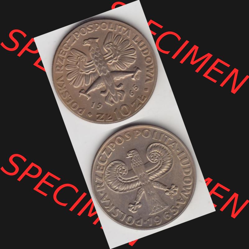 Münzen Polen Gedenkmünze 1965-1965, 10 Zloty 700 Jahre Warschau, Münzseiten Untereinander als Bildmaterial Sammlung