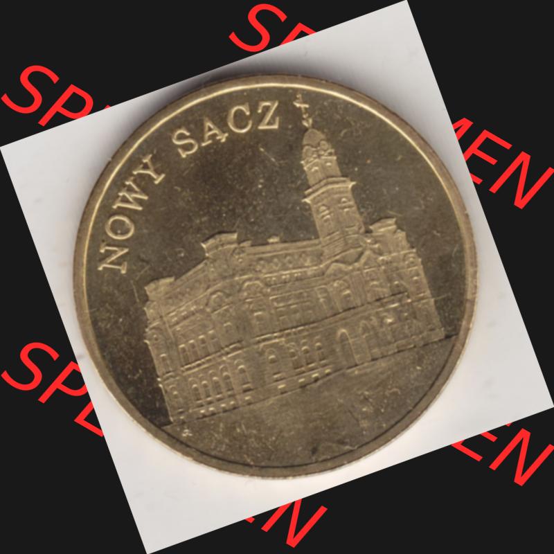 Münzen Polen Gedenkmünze 2006-2006, 2 Zloty, Historische Städte Polens - Nowy Sacz, Bild mit Rückseite der Münze als Bildmaterial Sammlung