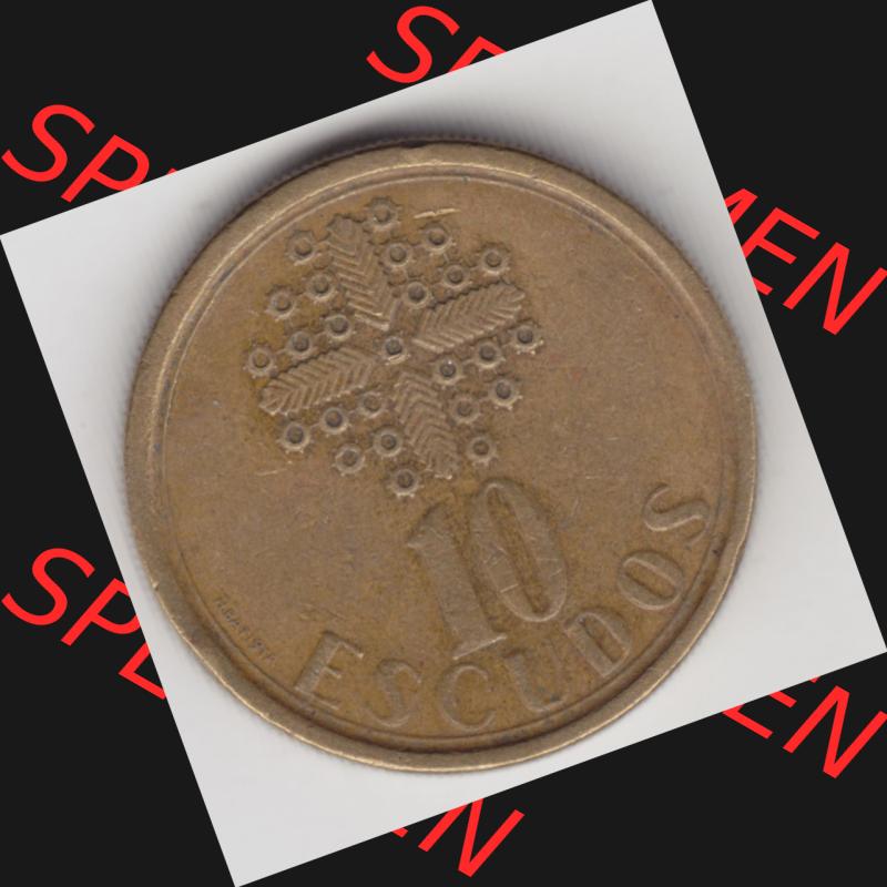Münzen Portugal Umlaufmünze 1986-2001, 10 Escudos 1987. Vorderseite der Escudo Umlaufmünze aus Portugal vor EInführung der Euromünzen in Portugal zum katalogisieren... Sammlung