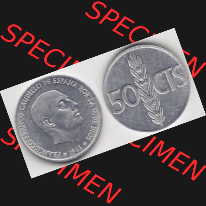 Münzen Spanien Umlaufmünze 1966-1966, 50 Centomis, Bild mit Vollansicht als Bildmaterial Sammlung