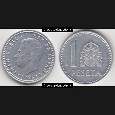 Münzen Spanien Umlaufmünze 1982-1989, 1 Pesete 1986 (3) Sammlung