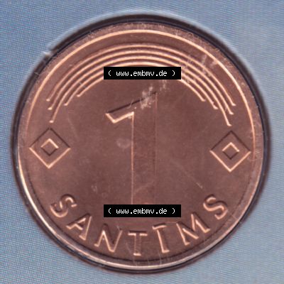 Münzen Lettland Umlaufmünze 1992-2008, 1 Centime 2003, Bild mit Rückseite der Münze als Bildmaterial Sammlung