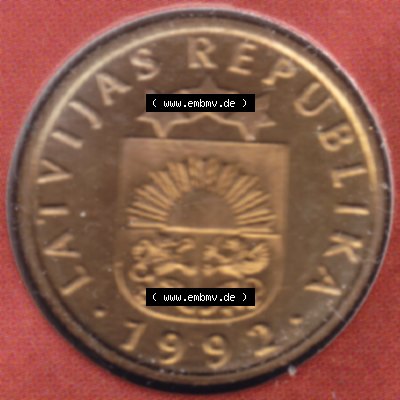 Münzen Lettland Umlaufmünze 1992-2009, 5 Centimes 1992, Bild mit Vorderseite der Münze als Bildmaterial Sammlung