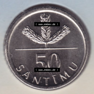 Münzen Lettland Umlaufmünze 1992-2009, 50 Centimes 2007, Bild mit Rückseite der Münze als Bildmaterial Sammlung