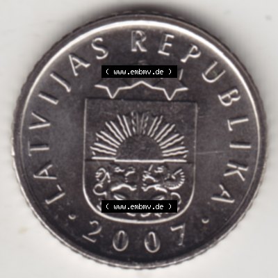 Münzen Lettland Umlaufmünze 1992-2009, 50 Santimu 2007, Bild mit Vorderseite der Münze als Bildmaterial Sammlung