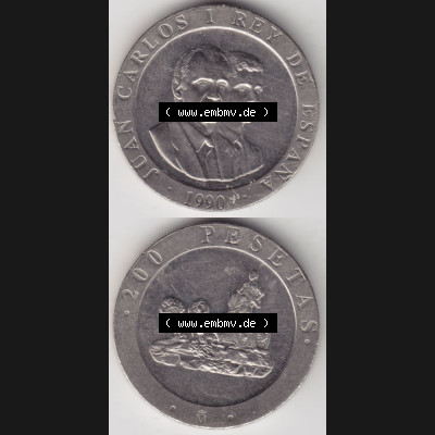 Münzen Spanien Umlaufmünze 1990-1990, Peseteas - Peseten 1990, Münze aus Spanien, Umlaufmünze / aus Zahlungsverkehr mit Münzseiten Vertikal / Untereinander... Sammlung