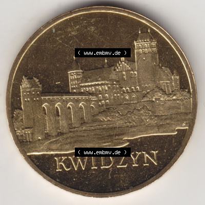 Münzen Polen Gedenkmünze 2007-2007, 2 Zloty, Historische Städte in Polen - Marienwerder, Bild mit Rückseite der Münze als Bildmaterial Sammlung