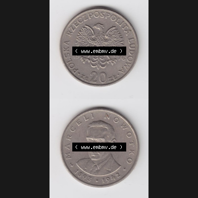 Münzen Polen Gedenkmünze 1974-1983, 20 Zlotych Marceli Nowotko 1976, Münzseiten Untereinander als Bildmaterial Sammlung
