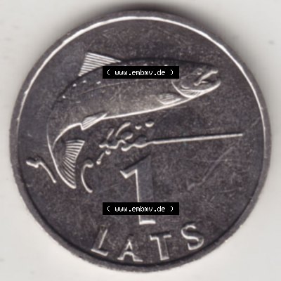 Münzen Lettland Umlaufmünze 1992-2008, 1 Lats 2007, Bild mit Rückseite der Münze als Bildmaterial Sammlung