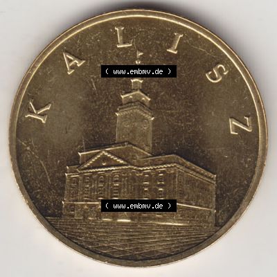 Münzen Polen Gedenkmünze 2006-2006, 2 Zloty, Historische Städte Polens - Kalisz, Bild mit Rückseite der Münze als Bildmaterial Sammlung