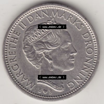 Münzen Dänemark Umlaufmünze 1979-1988, 10 Kronen 1979, Königin Margrethe II.. Vorderseite der alten dänischen Umlaufmünze aus Dänemark zum katalogisieren... Sammlung