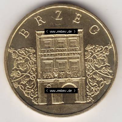 Münzen Polen Gedenkmünze 2007-2007, 2 Zloty, Historische Städte in Polen - Brzeg, Bild mit Rückseite der Münze als Bildmaterial Sammlung