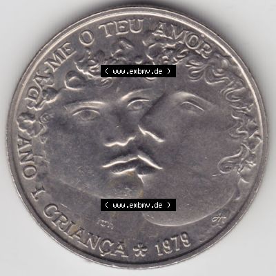 Münzen Portugal Gedenkmünze 1979-1979, 25 Escudos, Da me o teu Amor, Ano I Crianca, Internationales Jahr des Kindes. Rückseite der portugiesischen Gedenkmünze... Sammlung