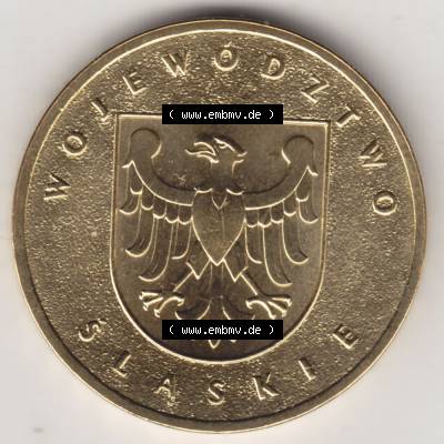Münzen Polen Gedenkmünze 2004-2004, 2 Zloty, Woiwodschaft Niederschlesien, Bild mit Rückseite der Münze als Bildmaterial Sammlung