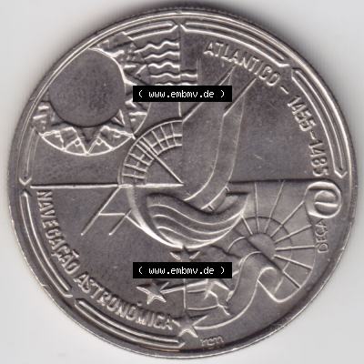Münzen Portugal Gedenkmünze 1990-1990, 100 Escudos, Atlantido 1455-1485, Astronomica. Rückseite der portugiesischen Gedenkmünze aus Portugal vor der Euro-Einführung... Sammlung