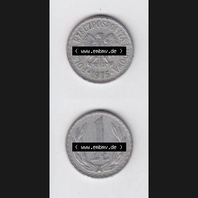 Münzen Polen Umlaufmünze 1957-1985, 1 Zloty 1975, Münzseiten Untereinander als Bildmaterial Sammlung