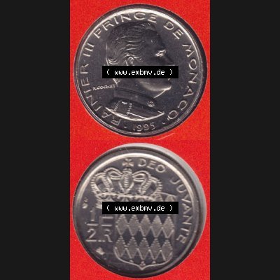 Münzen Monaco Umlaufmünze 1965-1995, 0.50 Fr, Franc, Franken Rainier III Prince de Monaco 1995, Münzseiten Untereinander als Bildmaterial Sammlung