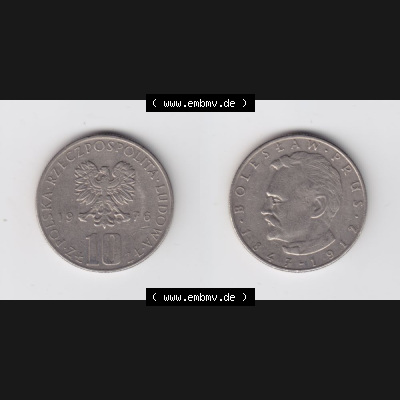 Münzen Polen Umlaufmünze 1975-1984, 10 Zlotych Boleslaw Prus 1976, Bild mit Vollansicht als Bildmaterial Sammlung
