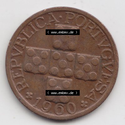 Münzen Portugal Umlaufmünze 1942-1969, 20 Centavos 1960. Rückseite der portugiesischen Umlaufmünze aus Portugal vor der Euro-Einführung in Portugal zum katalogisieren... Sammlung