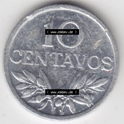 Münzen Portugal Umlaufmünze 1969-1979, 10 Centavos 1971. Vorderseite der Escudo Umlaufmünze aus Portugal vor EInführung der Euromünzen in Portugal zum katalogisieren... Sammlung