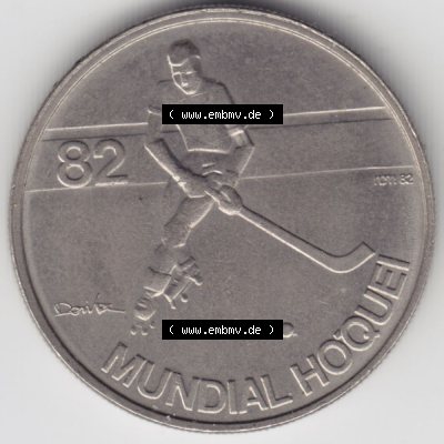 Münzen Portugal Gedenkmünze 1982-1982, 5 Escudo Mundial Hoquei Rollhockey-Weltmeisterschaft 1982. Rückseite der portugiesischen Gedenkmünze aus Portugal vor der Euro-Einführung... Sammlung