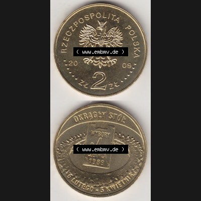 Münzen Polen Gedenkmünze 2009-2009, 2 Zloty, Parlamentswahlen am 4. Juni 1989, Münzseiten Untereinander als Bildmaterial Sammlung