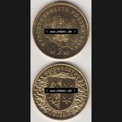 Münzen Polen Gedenkmünze 2004-2004, 2 Zloty, Woiwodschaft Kujawien-Pommern, Münzseiten Untereinander als Bildmaterial Sammlung
