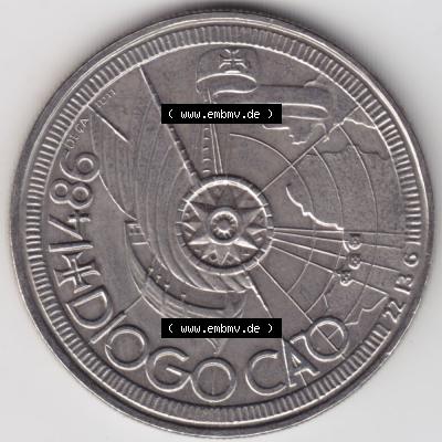 Münzen Portugal Gedenkmünze 1987-1987, 100 Escudo, Diogo Cao 1486. Rückseite der portugiesischen Gedenkmünze aus Portugal vor der Euro-Einführung in Portugal... Sammlung