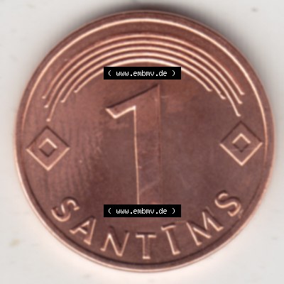 Münzen Lettland Umlaufmünze 1992-2008, 1 Santims 2003, Bild mit Rückseite der Münze als Bildmaterial Sammlung