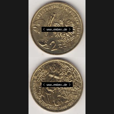 Münzen Polen Gedenkmünze 2004-2004, 2 Zloty, Polnische Maler - Stanislaw Wyspianski, Münzseiten Untereinander als Bildmaterial Sammlung