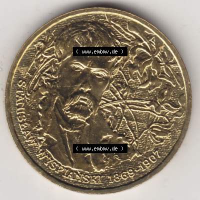 Münzen Polen Gedenkmünze 2004-2004, 2 Zloty, Polnische Maler - Stanislaw Wyspianski, Bild mit Rückseite der Münze als Bildmaterial Sammlung