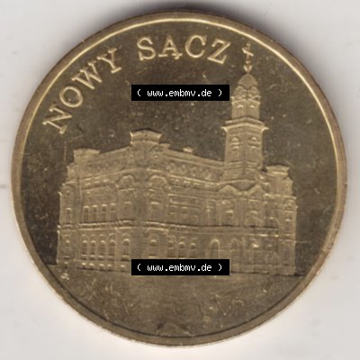 Münzen Polen Gedenkmünze 2006-2006, 2 Zloty, Historische Städte Polens - Nowy Sacz, Bild mit Rückseite der Münze als Bildmaterial Sammlung