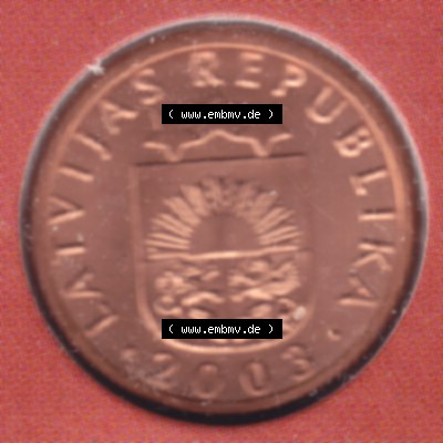 Münzen Lettland Umlaufmünze 1992-2008, 1 Centime 2003, Bild mit Vorderseite der Münze als Bildmaterial Sammlung