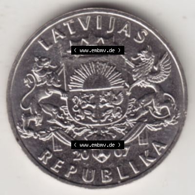 Münzen Lettland Umlaufmünze 1992-2008, 1 Lats 2007, Bild mit Vorderseite der Münze als Bildmaterial Sammlung