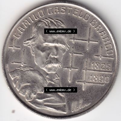 Münzen Portugal Gedenkmünze 1990-1990, 100 Escudos, Camilo Castelo Braiico. Rückseite der portugiesischen Gedenkmünze aus Portugal vor der Euro-Einführung in... Sammlung