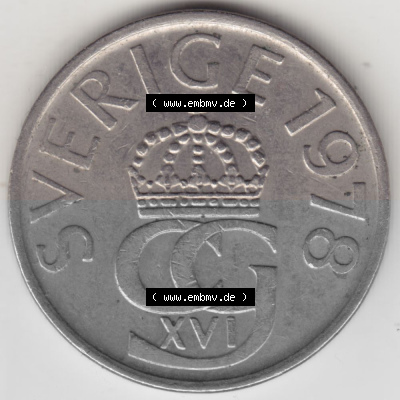 Münzen Schweden Umlaufmünze 1976-1990, 5 Kronen 1978, Bild mit Vorderseite der Münze als Bildmaterial Sammlung