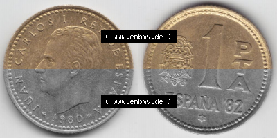 Münzen Spanien Umlaufmünze 1980, 1980-1982, 1 PTA, Pesete 1980 (3) Sammlung