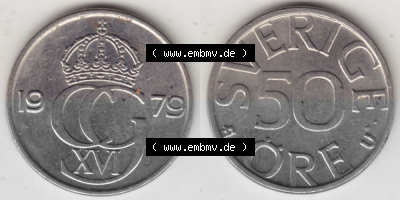 Münzen Schweden Umlaufmünze 1976-1991, 50 Öre 1979, Bild mit Vollansicht als Bildmaterial Sammlung